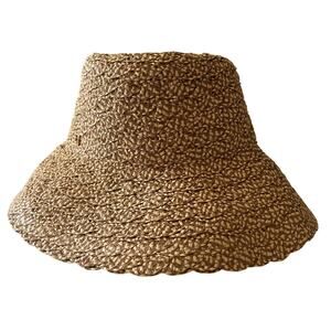ERIC JAVITS Womens Valeria Raffia bucket hat UPF50+ Peanut / Natural NWOT Unused
